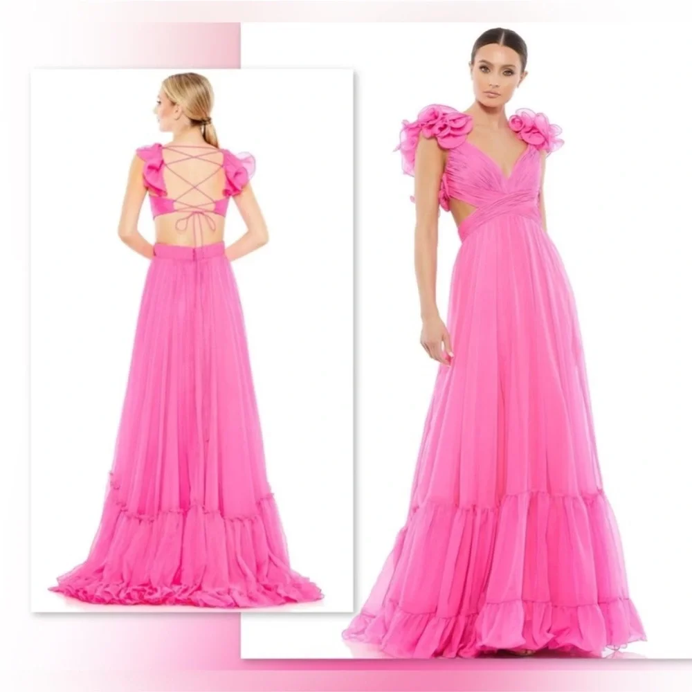 Mac Duggal Vibrant Pink Ruffled Gown - Picture 4 of 5